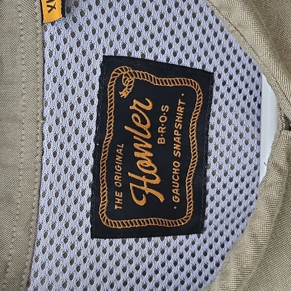 Howler Bros. Gaucho vented quick dry Khaki pearl snapshirt Embroidered Eagles XL - Picture 4 of 11